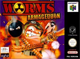 Box cover for Worms Armageddon on the Nintendo N64.