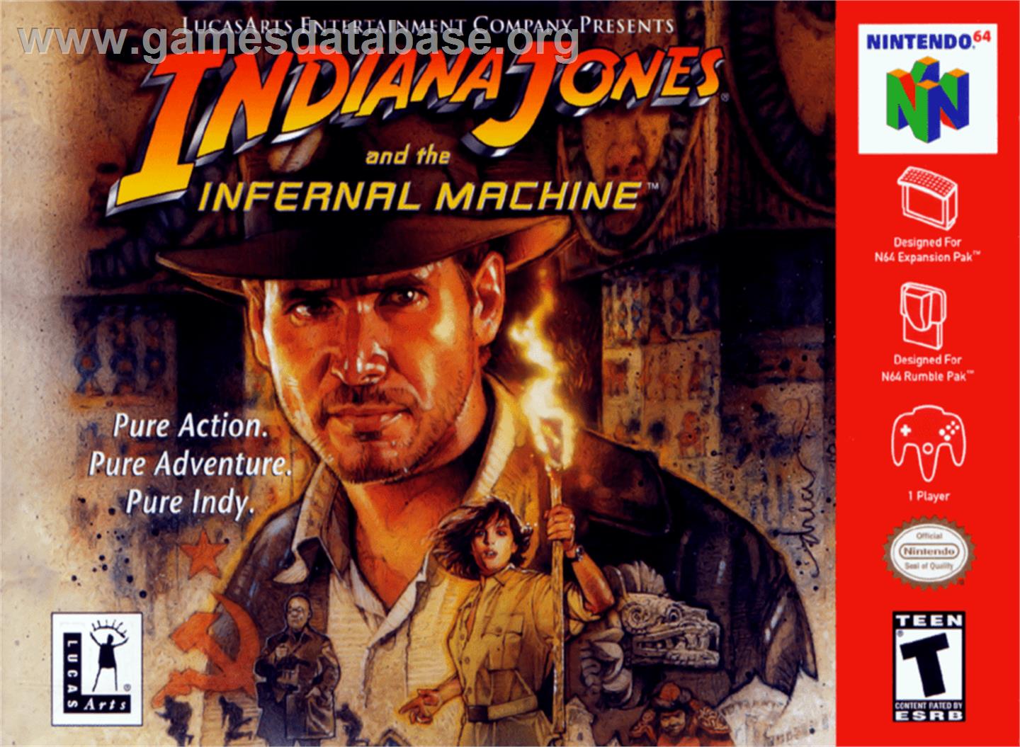 Indiana Jones and the Infernal Machine - Nintendo N64 - Artwork - Box