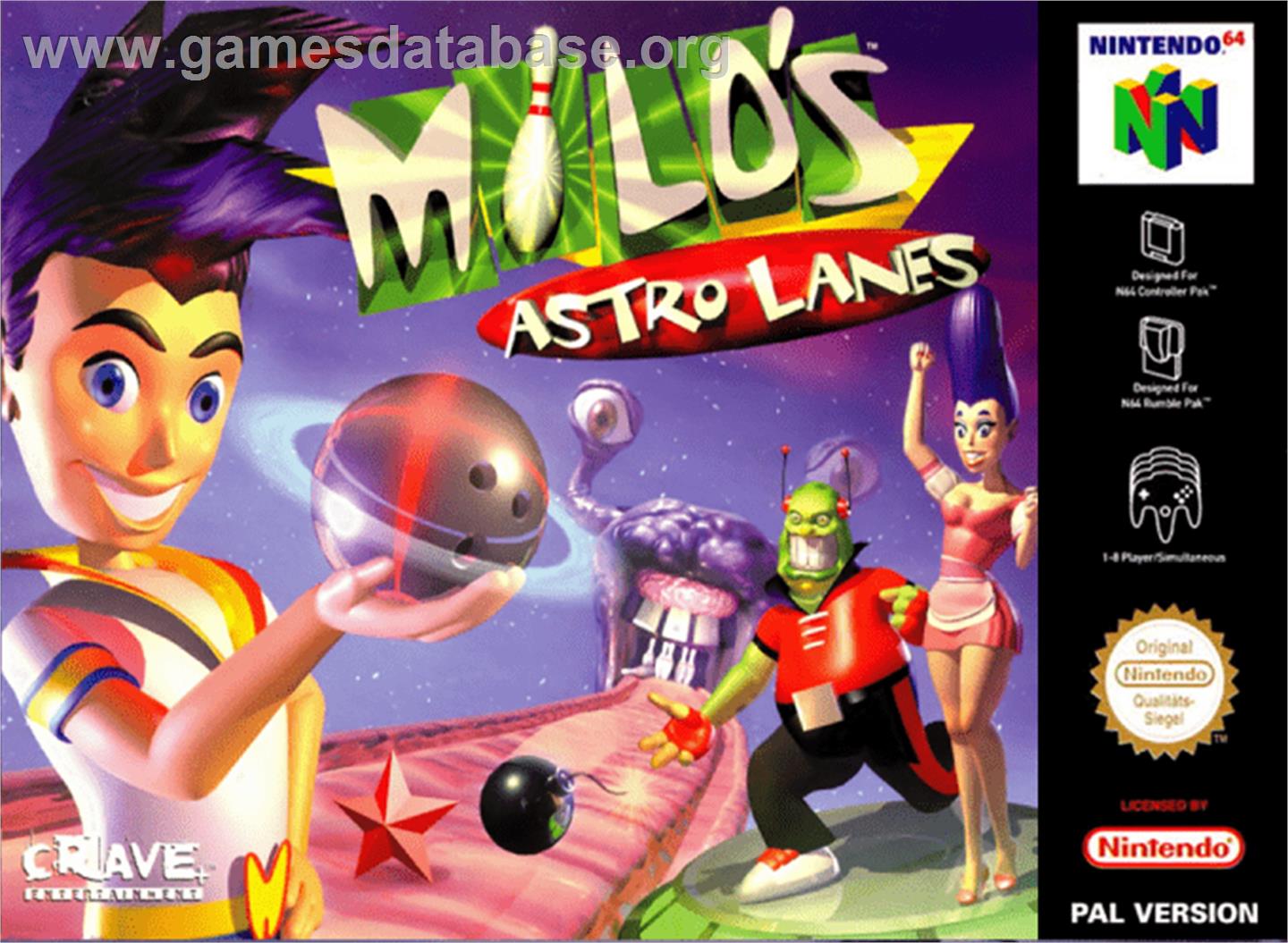 Milo's Astro Lanes - Nintendo N64 - Artwork - Box