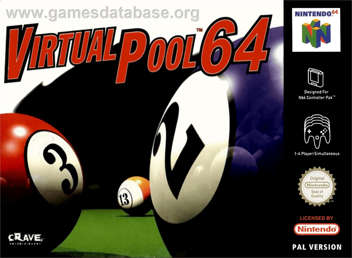 Virtual Pool 64 - Nintendo N64 - Artwork - Box