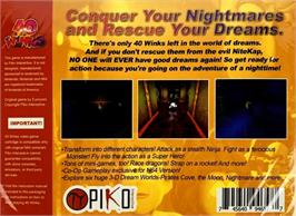 Box back cover for 40 Winks on the Nintendo N64.