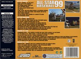 Box back cover for All-Star Baseball '99 on the Nintendo N64.