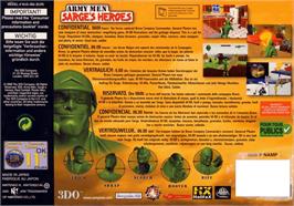Box back cover for Army Men: Sarge's Heroes on the Nintendo N64.