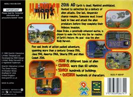 Box back cover for Body Harvest on the Nintendo N64.