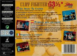 Box back cover for Clay Fighter 63 1/3 on the Nintendo N64.