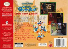 Box back cover for Donald Duck: Goin' Quackers on the Nintendo N64.