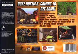 Box back cover for Duke Nukem 64 on the Nintendo N64.