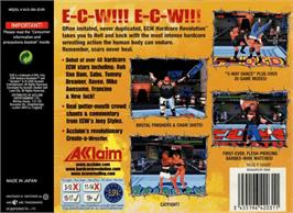 Box back cover for ECW Hardcore Revolution on the Nintendo N64.