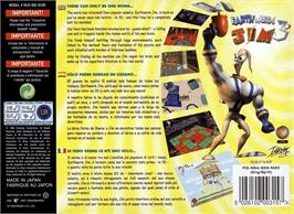 Box back cover for Earthworm Jim 3D on the Nintendo N64.