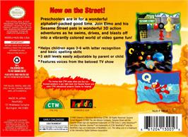 Box back cover for Elmo's Letter Adventure on the Nintendo N64.