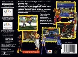 Box back cover for Fighters Destiny on the Nintendo N64.