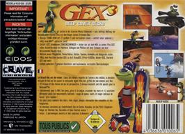 Box back cover for Gex 3: Deep Cover Gecko on the Nintendo N64.