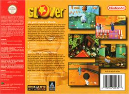 Box back cover for Glover on the Nintendo N64.