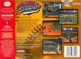 Box back cover for Ken Griffey Jr.'s Slugfest on the Nintendo N64.