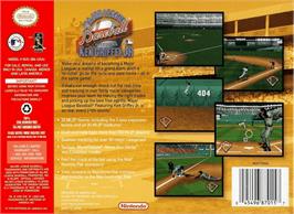 Box back cover for Major League Baseball Featuring Ken Griffey Jr on the Nintendo N64.