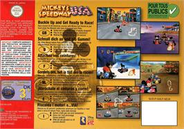 Box back cover for Mickey's Speedway USA on the Nintendo N64.