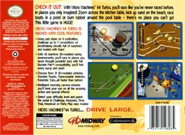 Box back cover for Micro Machines 64 Turbo on the Nintendo N64.