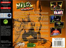 Box back cover for Milo's Astro Lanes on the Nintendo N64.