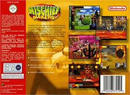 Box back cover for Mischief Makers on the Nintendo N64.
