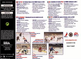Box back cover for NHL 99 on the Nintendo N64.