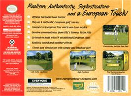 Box back cover for PGA European Tour on the Nintendo N64.