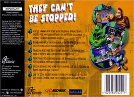 Box back cover for Rampage: World Tour on the Nintendo N64.