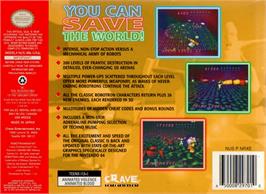Box back cover for Robotron 64 on the Nintendo N64.