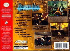 Box back cover for Shadow Man on the Nintendo N64.