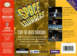 Box back cover for Space Invaders on the Nintendo N64.