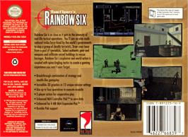Box back cover for Tom Clancy's Rainbow Six on the Nintendo N64.
