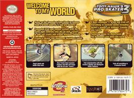 Box back cover for Tony Hawk's Pro Skater 3 on the Nintendo N64.
