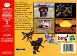 Box back cover for Transformers: Beast Wars Transmetals on the Nintendo N64.