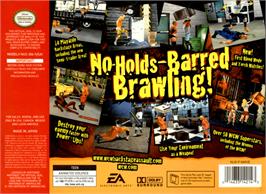 Box back cover for WCW Backstage Assault on the Nintendo N64.