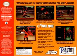 Box back cover for WWF War Zone on the Nintendo N64.