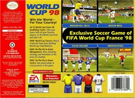 Box back cover for World Cup 98 on the Nintendo N64.