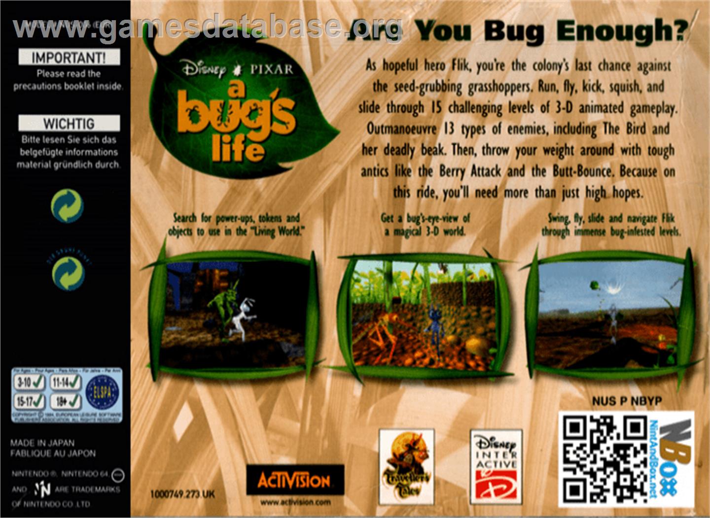 A Bug's Life - Nintendo N64 - Artwork - Box Back