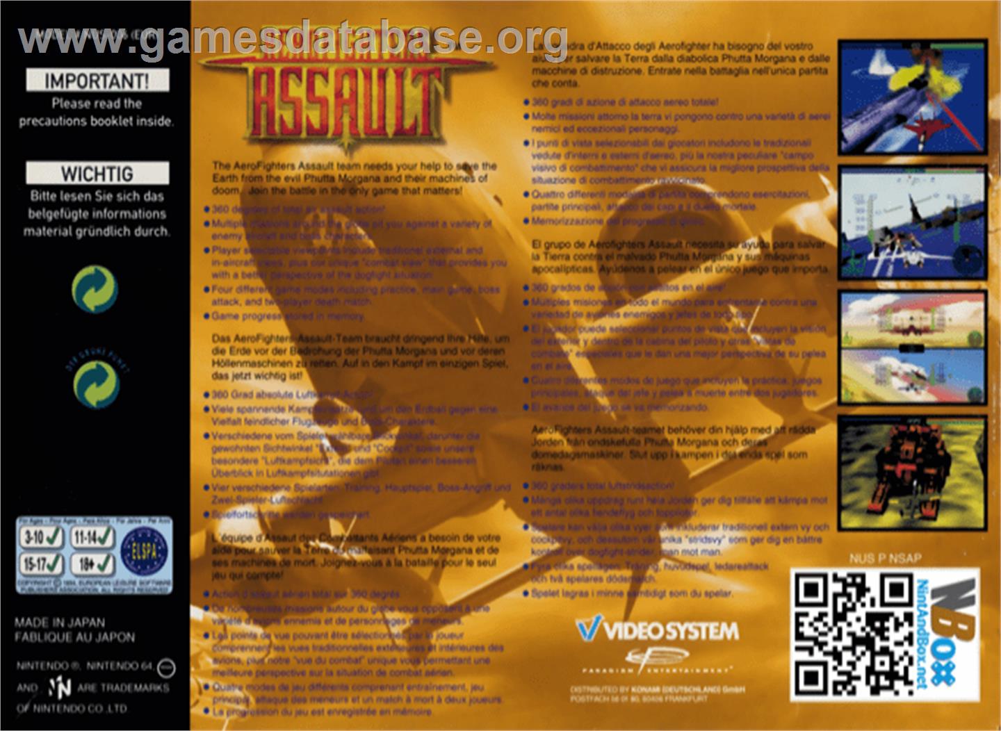 Aero Fighters Assault - Nintendo N64 - Artwork - Box Back