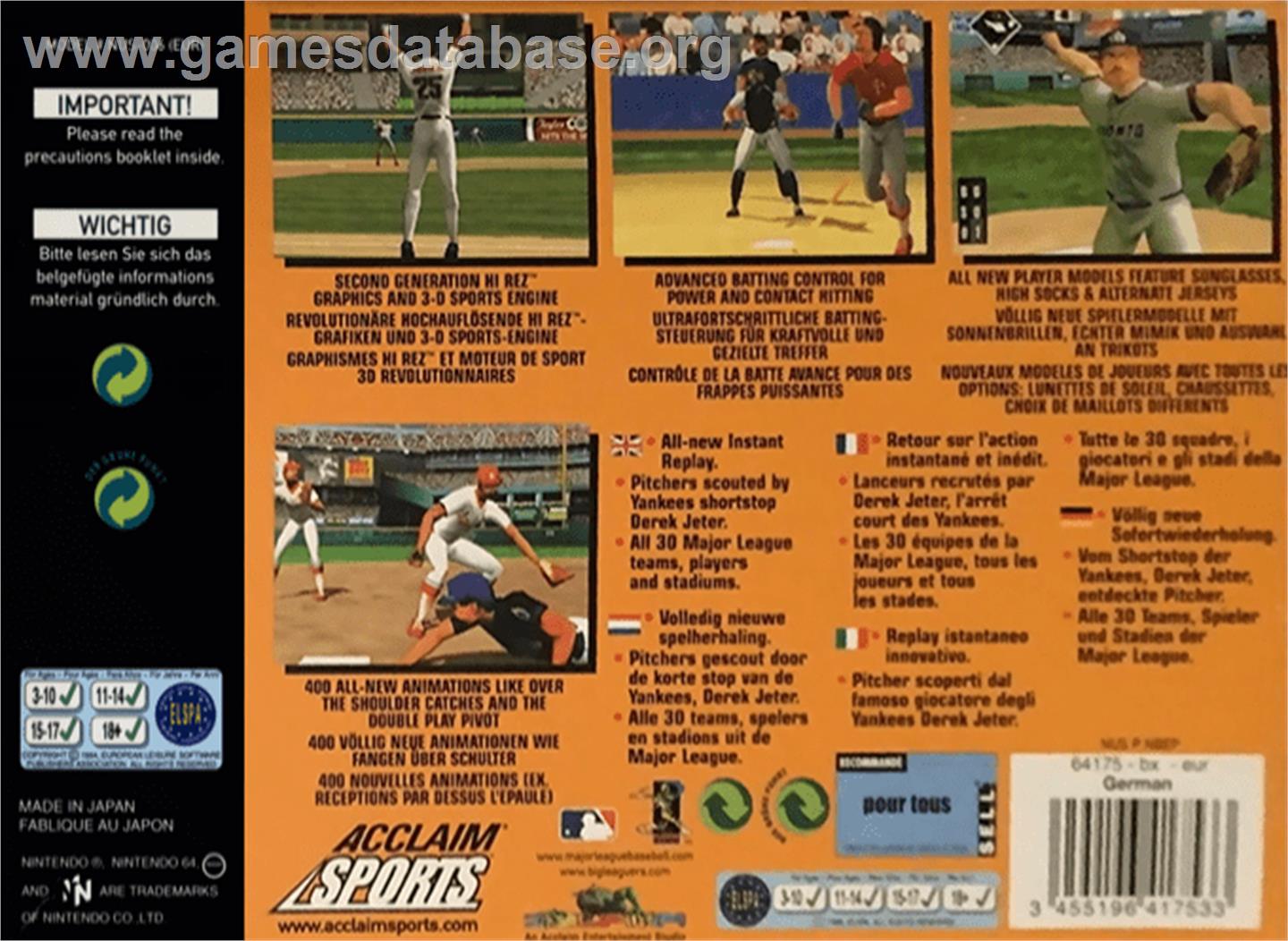 All-Star Baseball 2000 - Nintendo N64 - Artwork - Box Back