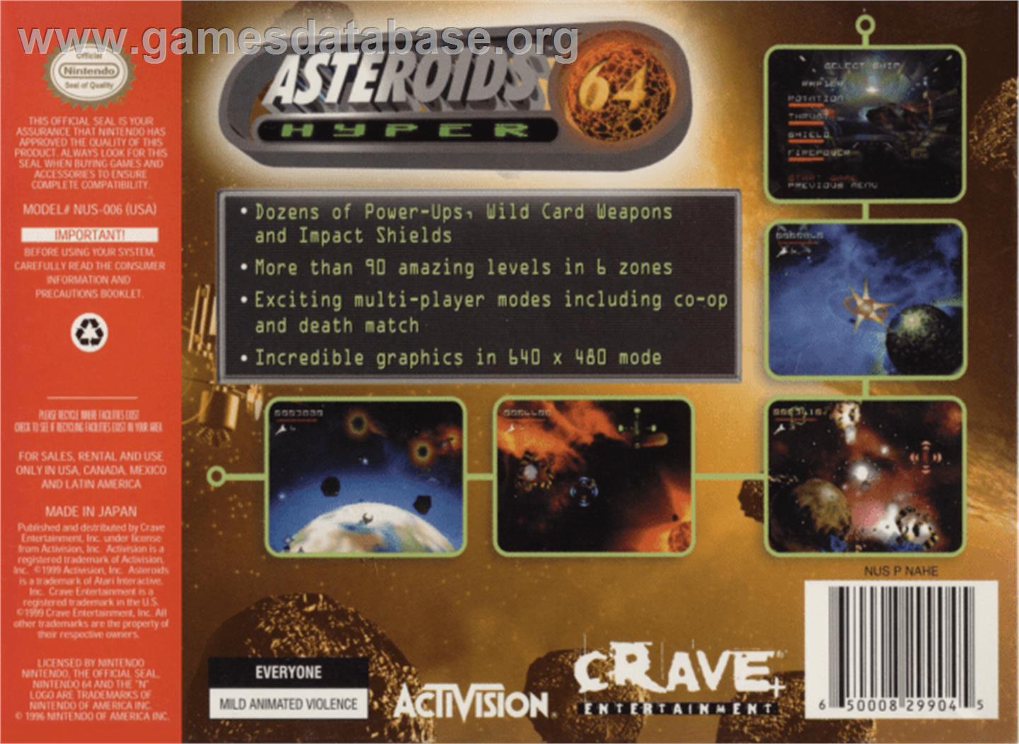 Asteroids Hyper 64 - Nintendo N64 - Artwork - Box Back