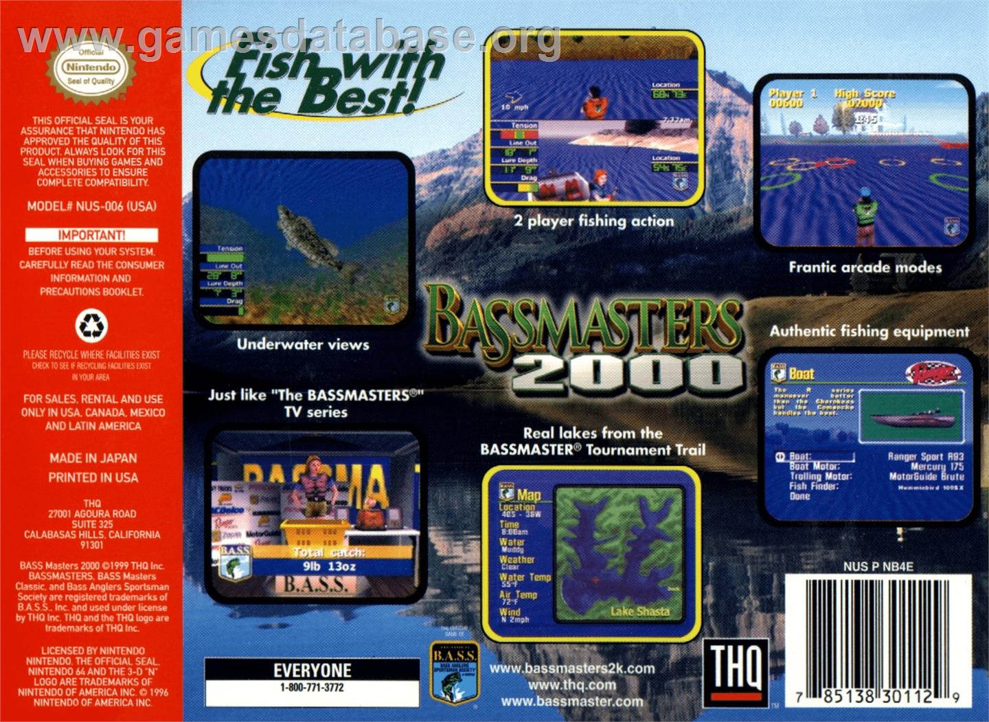 Bassmasters 2000 - Nintendo N64 - Artwork - Box Back