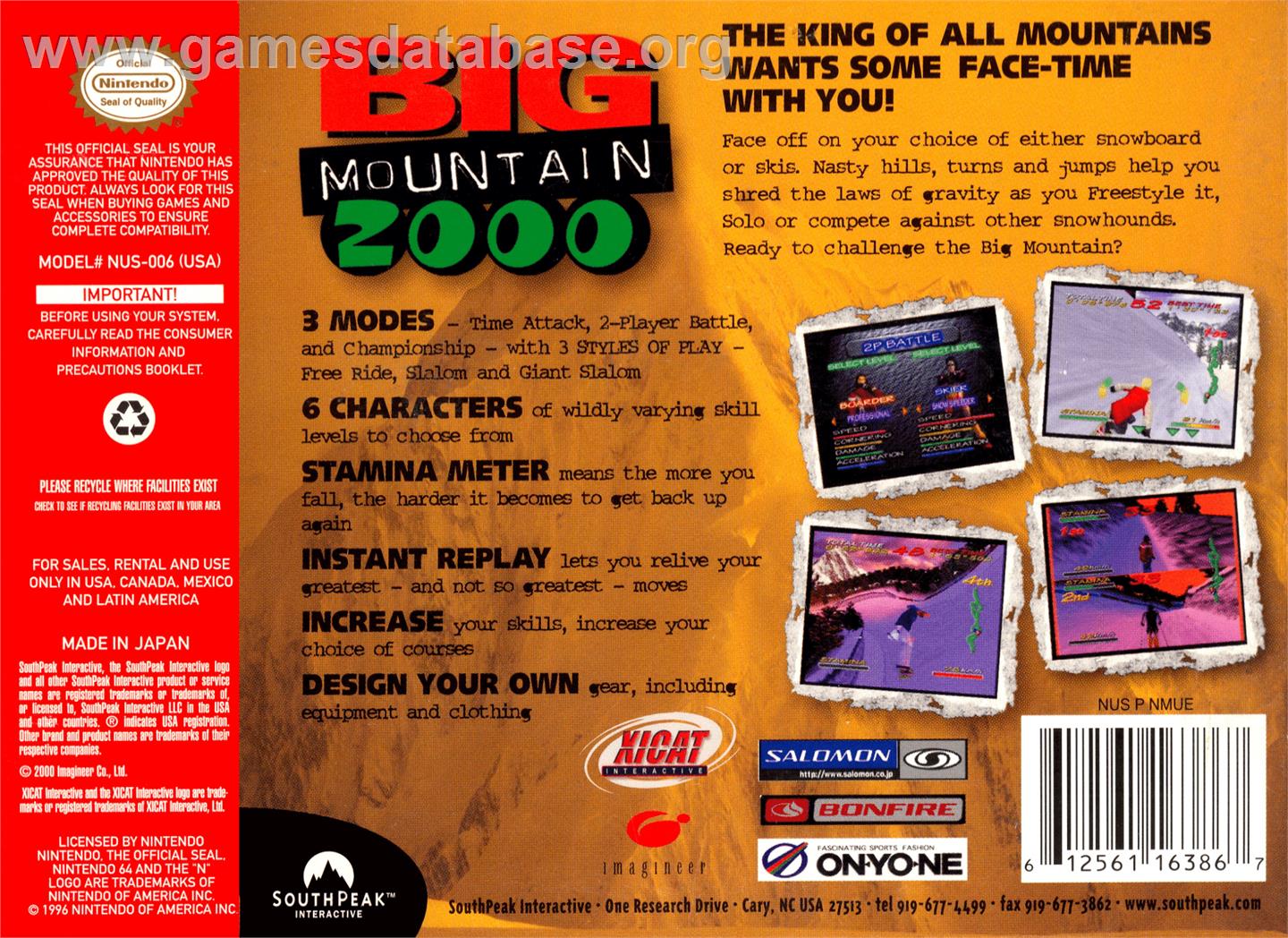 Big Mountain 2000 - Nintendo N64 - Artwork - Box Back