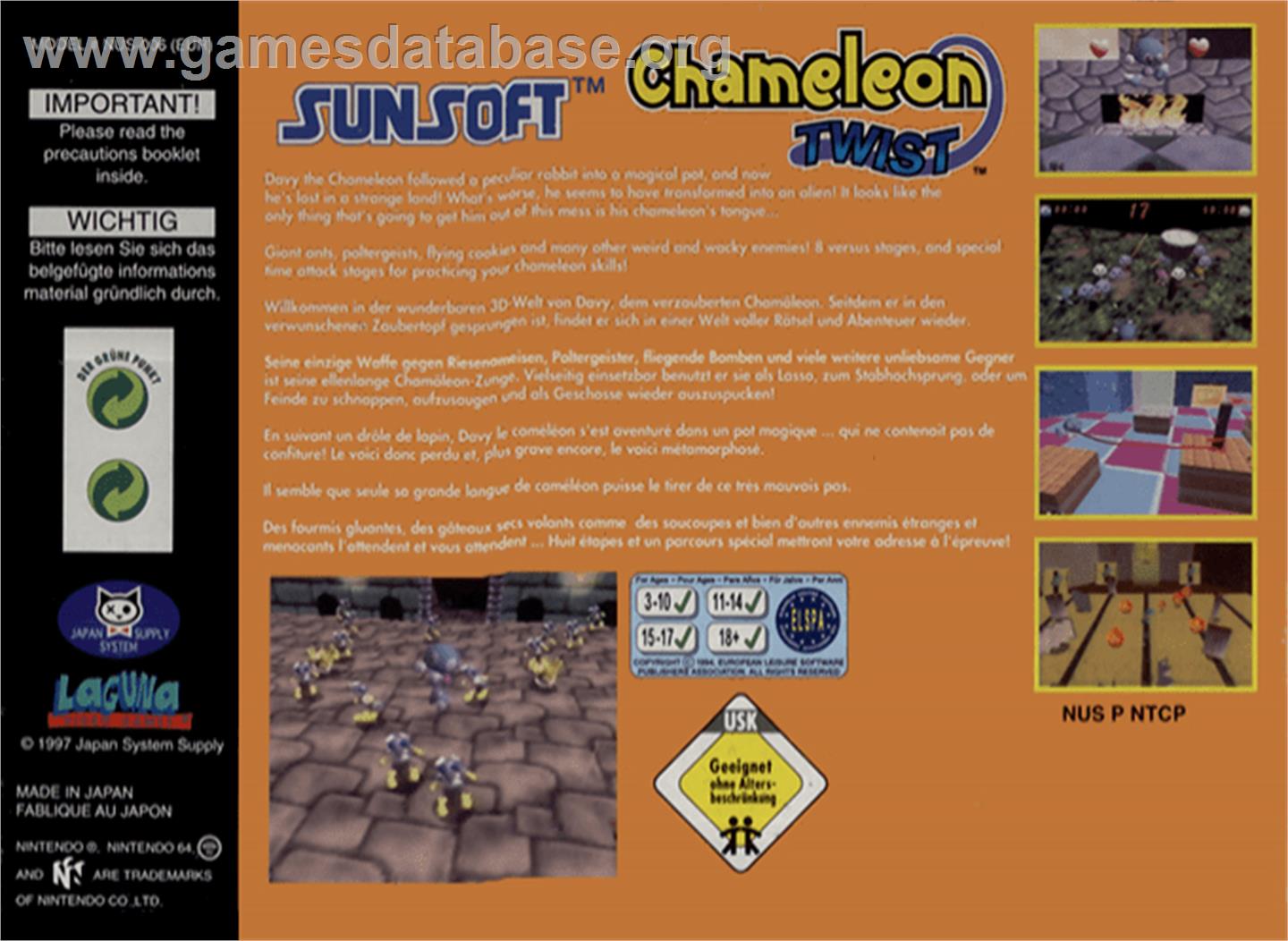 Chameleon Twist - Nintendo N64 - Artwork - Box Back