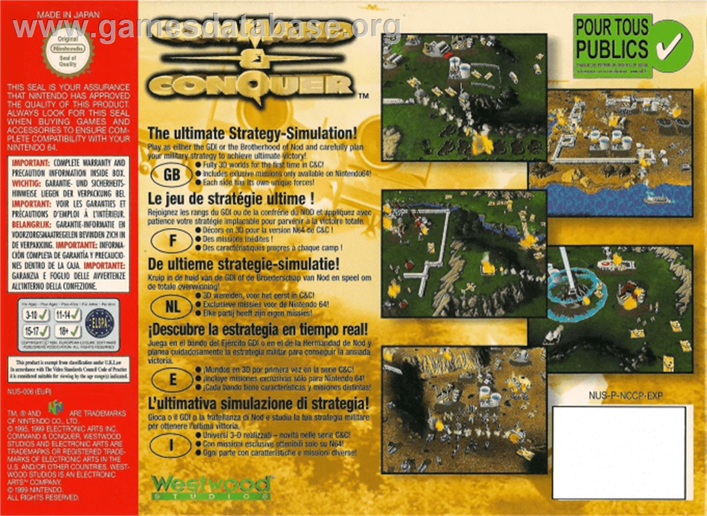 Command & Conquer - Nintendo N64 - Artwork - Box Back