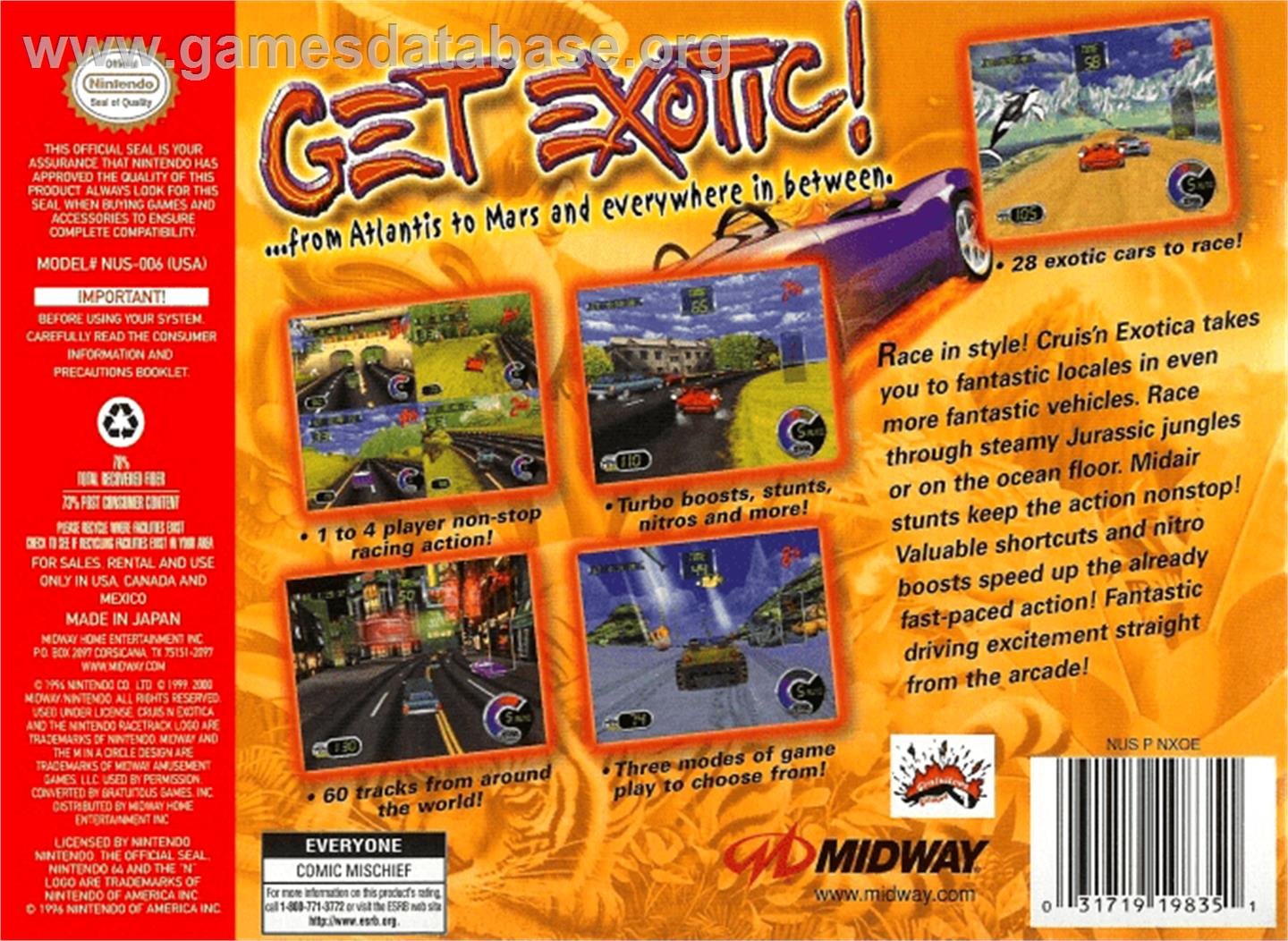 Cruis'n Exotica - Nintendo N64 - Artwork - Box Back