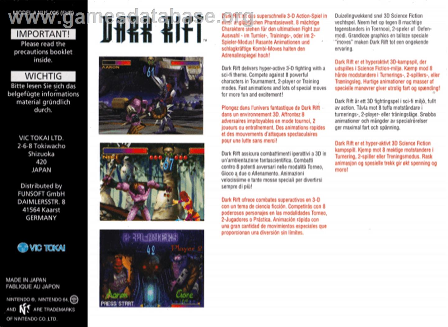 Dark Rift - Nintendo N64 - Artwork - Box Back