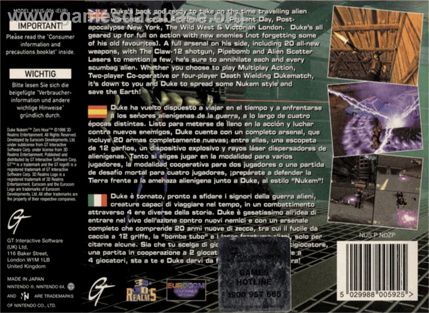 Duke Nukem: Zero Hour - Nintendo N64 - Artwork - Box Back