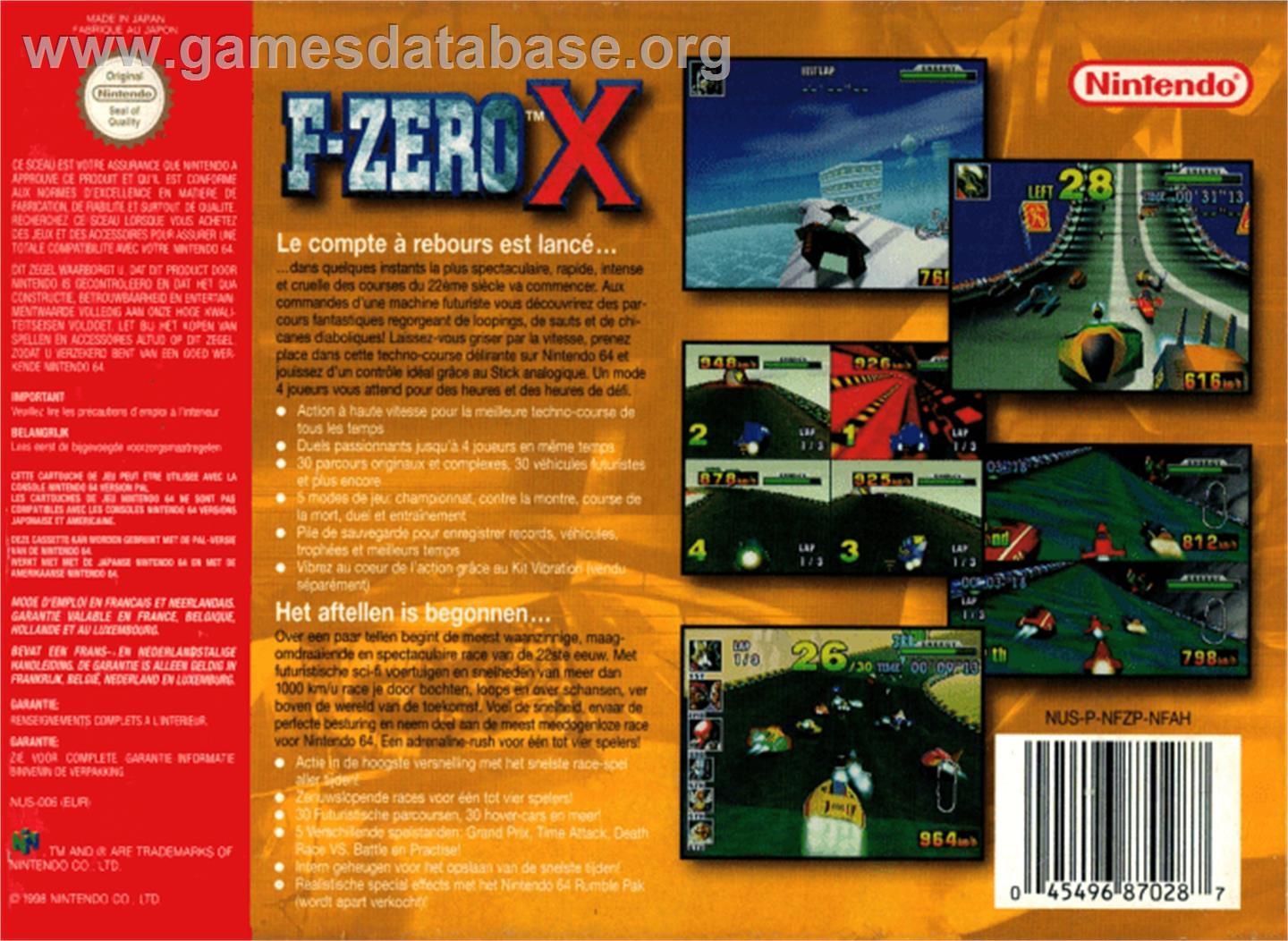 F-Zero X - Nintendo N64 - Artwork - Box Back