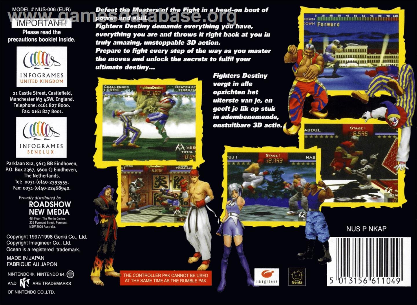 Fighters Destiny - Nintendo N64 - Artwork - Box Back