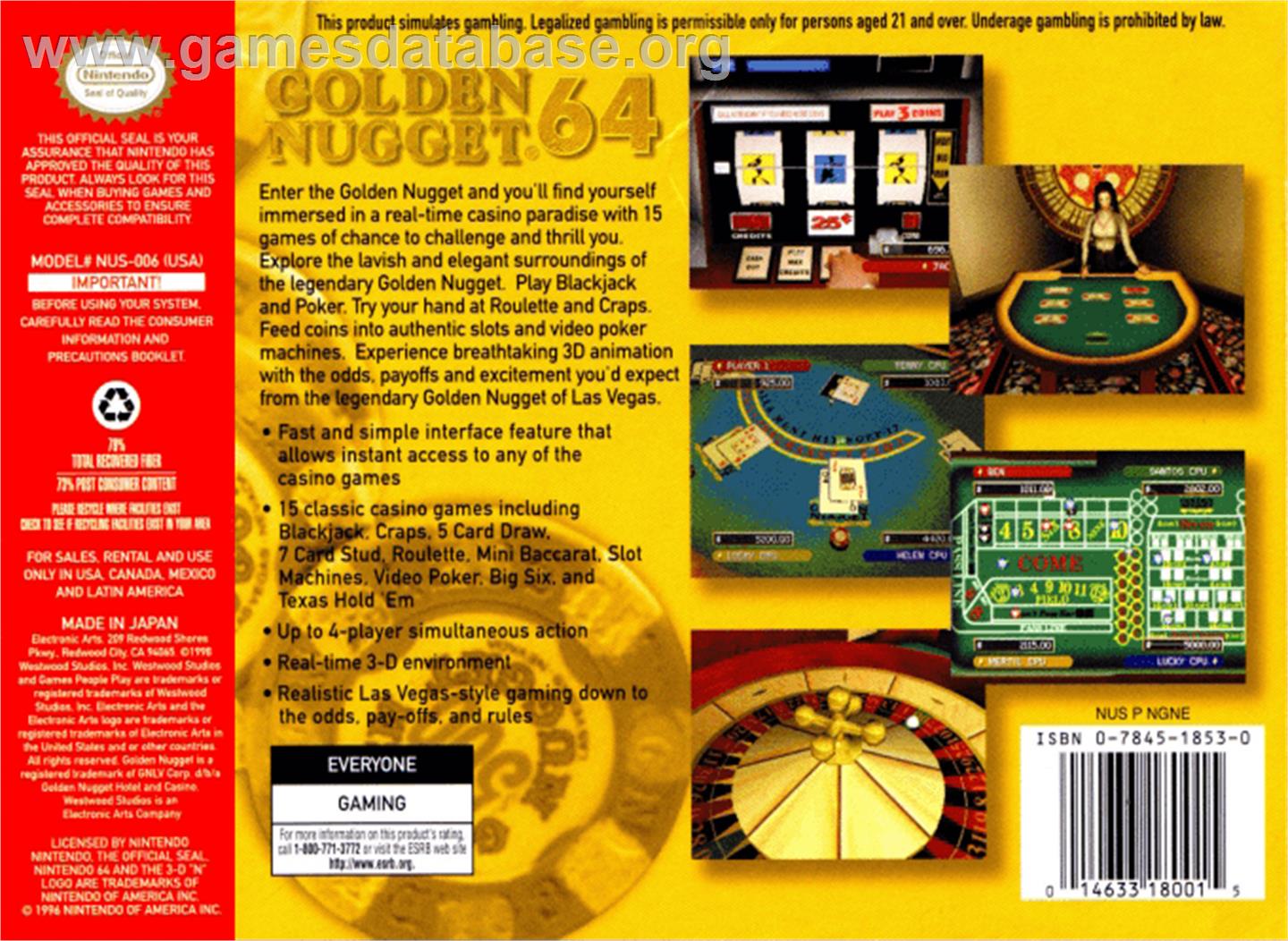 Golden Nugget 64 - Nintendo N64 - Artwork - Box Back