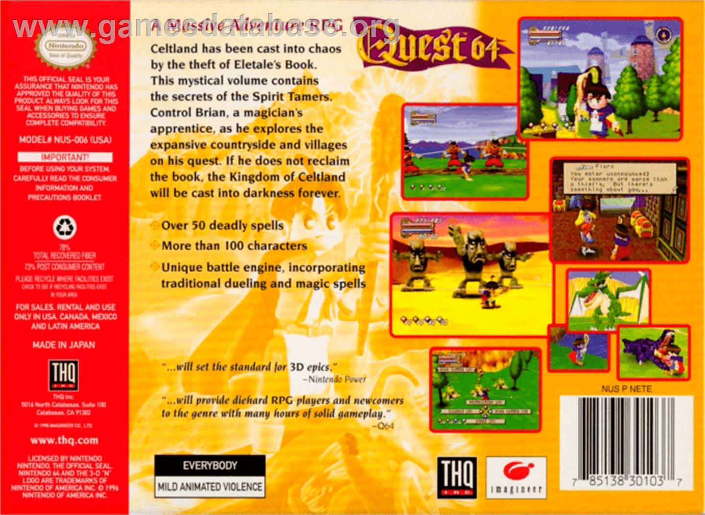 Holy Magic Century - Nintendo N64 - Artwork - Box Back